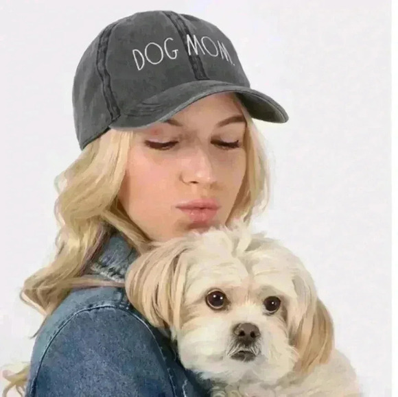 Rae Dunn Accessories - Rae Dunn Gray Dog Mom Adjustable Baseball Cap